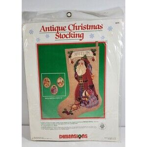 Vintage 1989 Dimensions Antique Christmas Stocking Cross Stitch Kit #8375 New